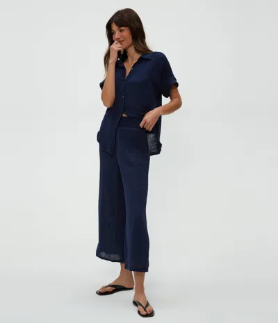 Michael Stars Petite Medina Cropped Gauze Pant In Nocturnal