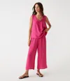 Michael Stars Petite Medina Cropped Gauze Pant In Pitaya