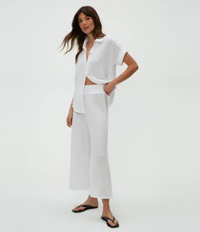 Michael Stars Petite Medina Cropped Gauze Pant In White