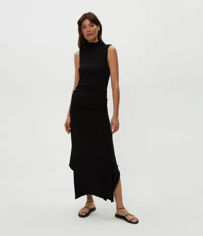 Michael Stars Petite Nicola Handkerchief Midi Dress In Black