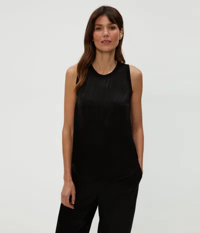 Michael Stars Petite Shay Satin Tank In Black