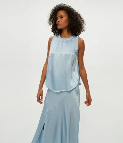 Michael Stars Shay Rib Binding Tank In Fountain In Blue