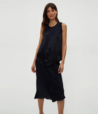 Michael Stars Petite Shay Satin Tank In Nocturnal