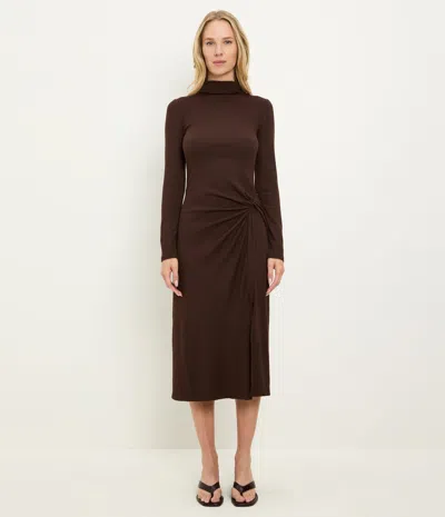Michael Stars Petite Tish Mock Neck Midi Dress In Brown