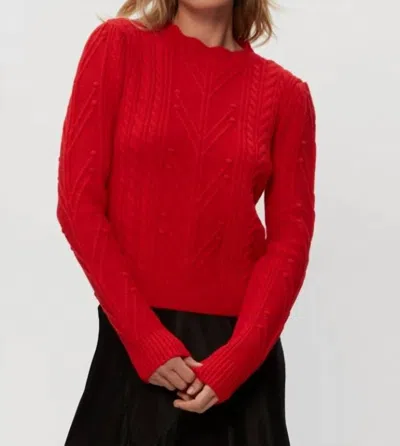 Michael Stars Pia Cable Knit Sweater In Cherry In Red