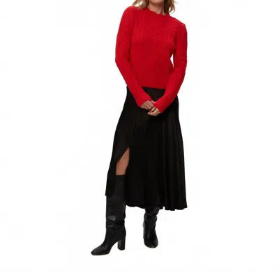 Michael Stars Pia Cable Knit Sweater In Cherry In Red
