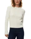 Michael Stars Pia Puff Shoulder Cable Stitch Sweater In Chalk