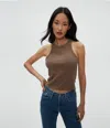 Michael Stars Pina Ribbed Halter Tank In Cobblestone