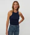 Michael Stars Pina Ribbed Halter Tank In Nocturnal