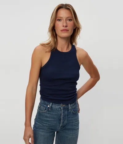 Michael Stars Pina Ribbed Halter Tank In Nocturnal