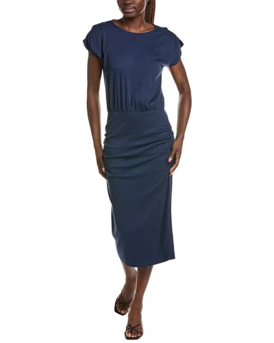 Michael Stars Pippa Gathered Midi Dress In Blue