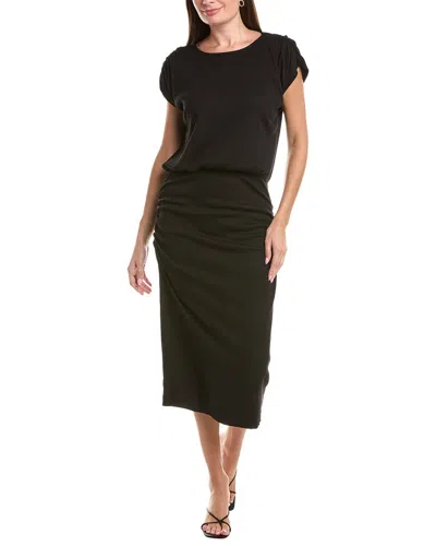 Michael Stars Pippa Gathered Midi Dress In Black