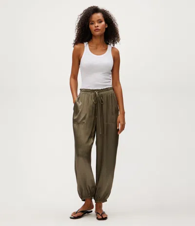 Michael Stars Pixie Satin Jogger In Olive In Green
