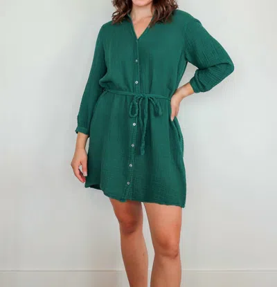 Michael Stars Polly Shirt Dress In Ivy Green