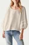 Michael Stars Pruitt Balloon Sleeve Gauze Top In Cement