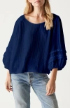 Michael Stars Pruitt Balloon Sleeve Gauze Top In Nocturnal