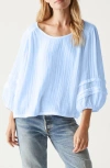 Michael Stars Pruitt Balloon Sleeve Gauze Top In Water