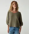 Michael Stars Pruitt Balloon Sleeve Top In Olive