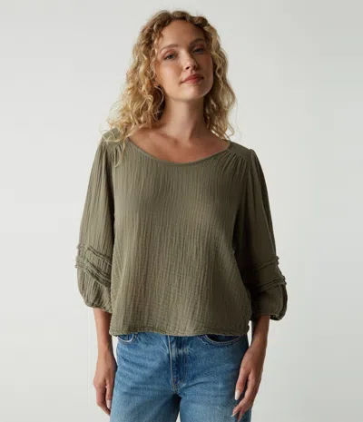 Michael Stars Pruitt Balloon Sleeve Top In Olive