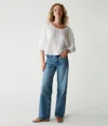 Michael Stars Pruitt Double Gauze Top In White In Pitaya