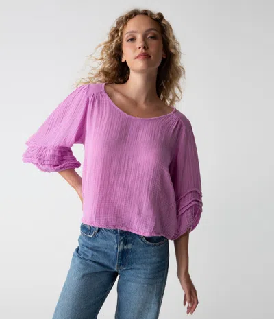 Michael Stars Pruitt Balloon Sleeve Top In Ultraviolet