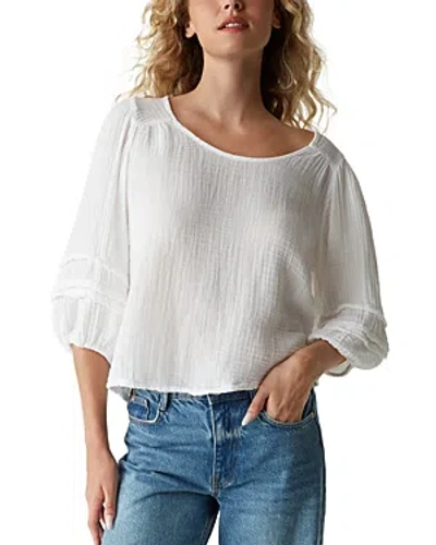 Michael Stars Pruitt Double Gauze Top In White In Pitaya