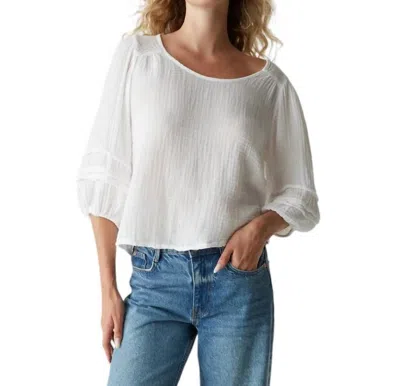 Michael Stars Pruitt Double Gauze Top In White In Pitaya