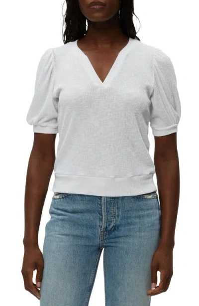 Michael Stars Quinn Puff Sleeve Rib Top In White