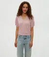 Michael Stars Quinn Puff Sleeve Ribbed Top In Sachet
