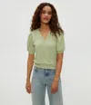 Michael Stars Quinn Puff Sleeve Ribbed Top In Seacrest