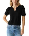 Michael Stars Quinn Puff Sleeve Top In Black