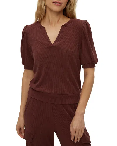 Michael Stars Quinn Puff Sleeve Top In Brown