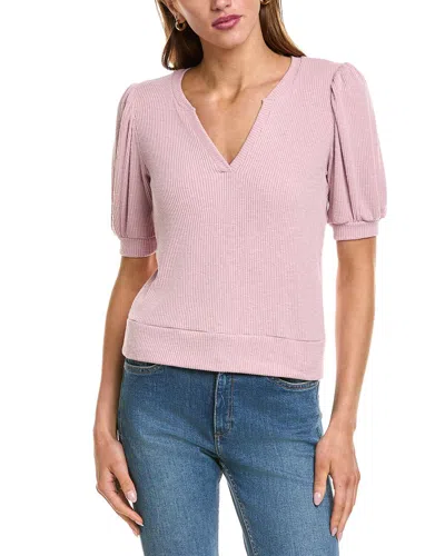 Michael Stars Quinn Puff Sleeve Ribbed Top In Sachet