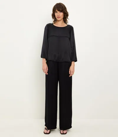 Michael Stars Rachelle Satin Boat Neck Top In Black