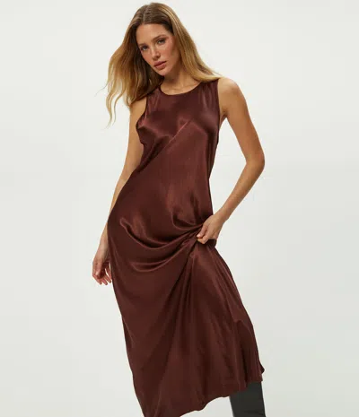 Michael Stars Racine Satin Maxi Dress In Brown