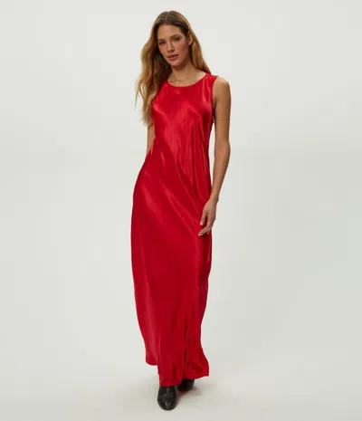 Michael Stars Racine Satin Maxi Dress In Red