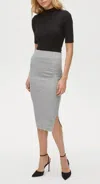 Michael Stars Rae Ribbed Midi Skirt In Light Grey In Gray