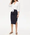 Michael Stars Rae Ribbed Midi Skirt In Navy In Black