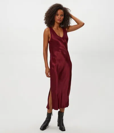 Michael Stars Randi Satin Midi Dress In Burgundy