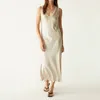 Michael Stars Randi Satin Midi Dress In Gold