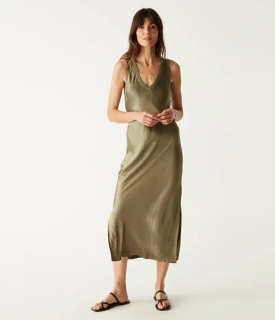 Michael Stars Randi Satin Midi Dress In Oli
