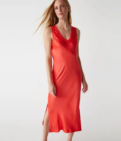 Michael Stars Randi Satin Midi Dress In Spritz