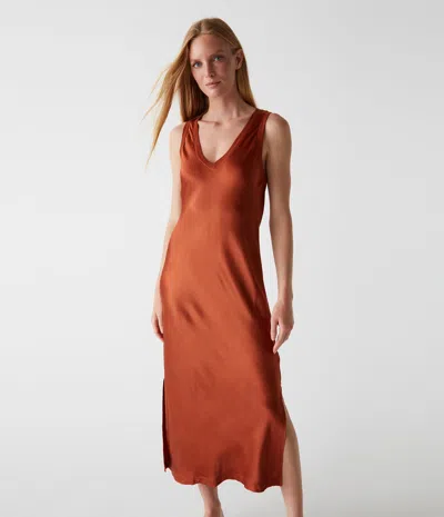 Michael Stars Randi Satin Midi Dress In Toffee