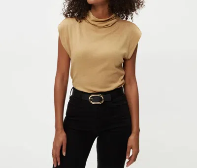 Michael Stars Reese Mock Neck Power Shoulder Top In 14k Gold
