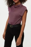 Michael Stars Reese Mock Neck Power Shoulder Top In Beetroot