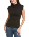 Michael Stars Lara Ribbed Mock Neck Top In Black