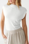 Michael Stars Reese Power Shoulder Top In Chalk