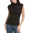 Michael Stars Campbell Ruched Mock Neck T-shirt In Black