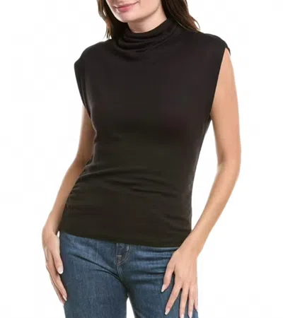 Michael Stars Reese Shine Power Shoulder Tee In Black