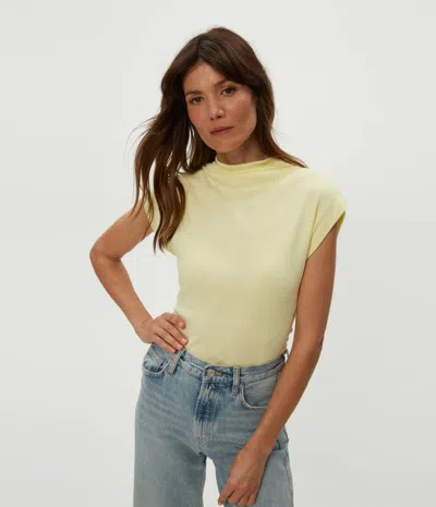 Michael Stars Reese Shine Power Shoulder Top In Lemonade